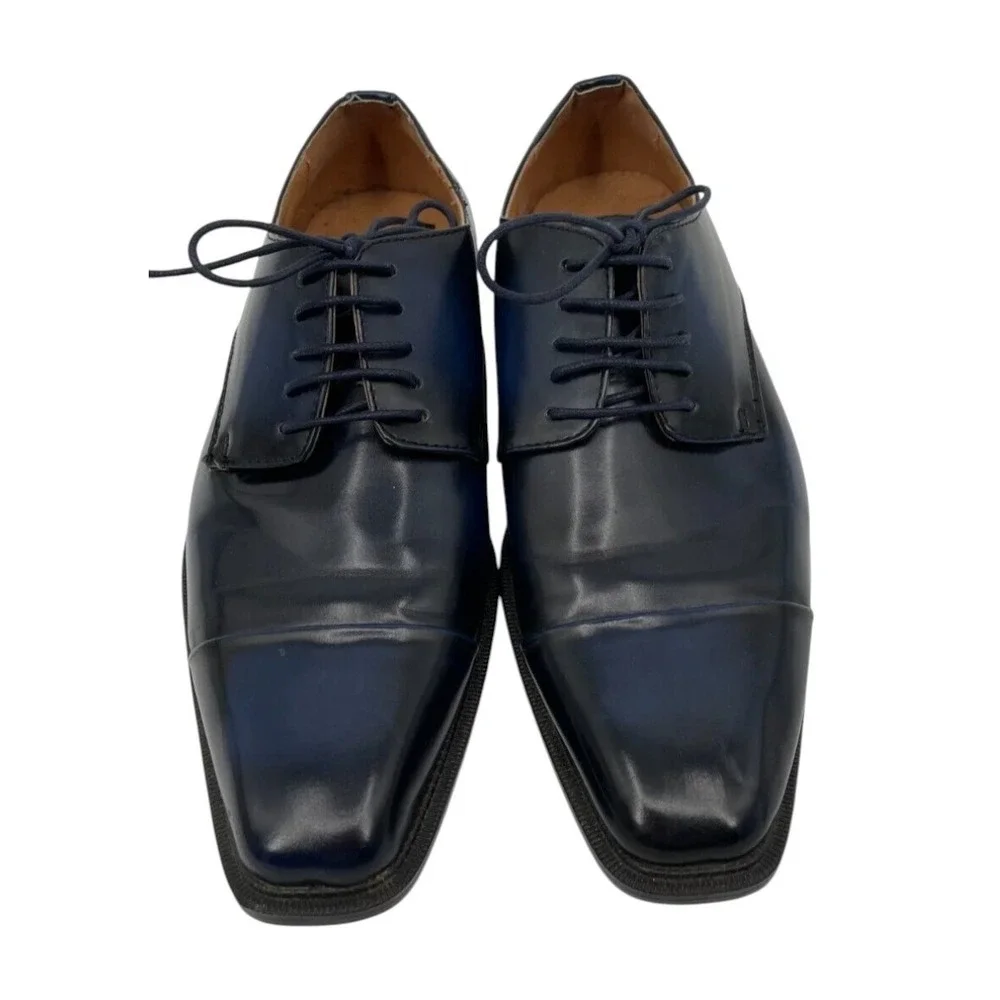 Antonio Mazzetti Troy Mens Lace Up Loafer Size 9M Navy Blue Black Two Tone Upper